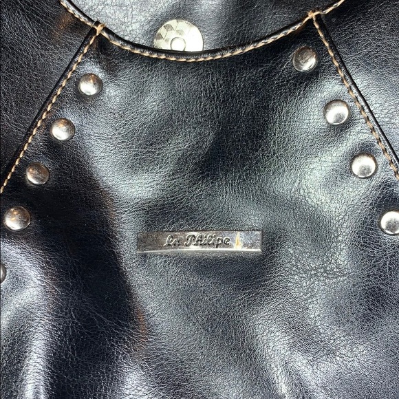 La Philippe Faux Leather Black satchel handbag - Picture 3 of 8